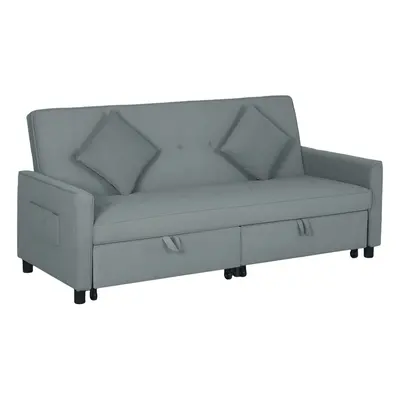 HOMCOM Reversible L-Shaped Sectional Sofa Bed with Cushions, Grey