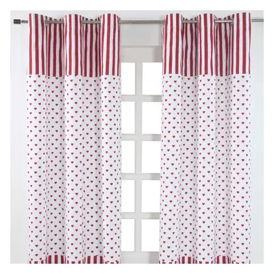 (W 137cm x Drop cm, Red) Love Hearts Ready Made Eyelet Curtain Pair