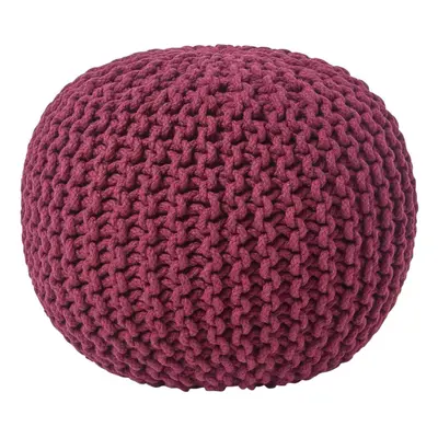 (Plum) Knitted Cotton Pouffe Footstool Round x cm