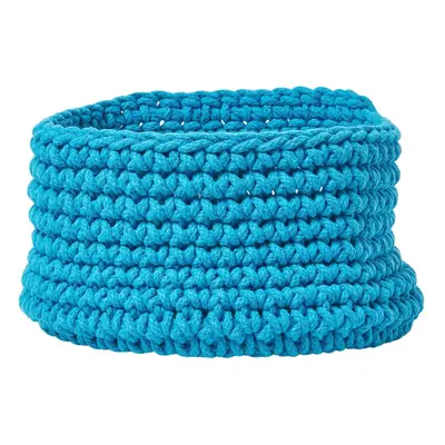 (Teal Blue) Cotton Knitted Round Storage Basket, x cm