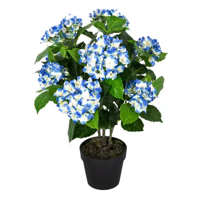 Homescapes Blue Hydrangea Bush Artificial Plant with Pot, cm