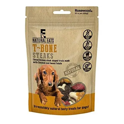 Rosewood Natural Eats T-Bone Steak Dog Treats 110g, pack SRP (12 x 110g pouches, indivudally sea