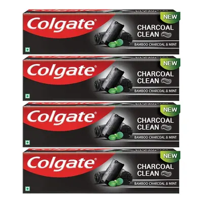 Colgate Charcoal Clean Black Gel Toothpaste, 480g (120g x 4), Bamboo Charcoal and Wintergreen Mi