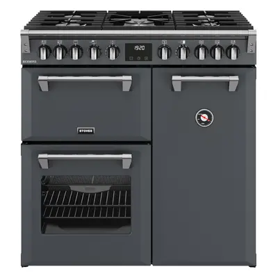 Stoves Richmond 90cm Anthracite Dual Fuel Range Cooker - Ovens, Burners, 4kW PowerWok, A/A/A Rat