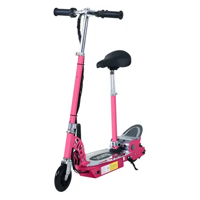 HOMCOM Foldable Powered Scooter with Adjustable Seat and Brake, Pink