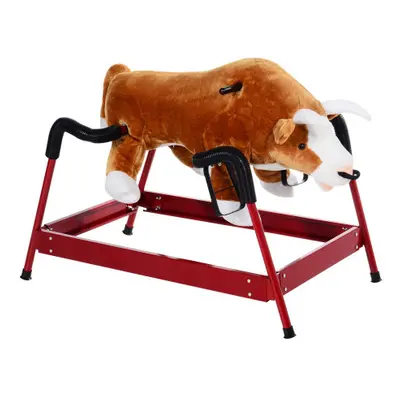 Qaba Kids Spring Rocking Horse Rodeo Bull Style with Realistic Sounds for Children over Years Ol