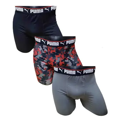 PUMA Men's Pack Performance Boxer Briefs Black/Red Camo/Grey Mediu