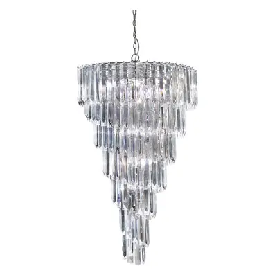 9 Light Chrome Spiral Chandelier With Clear Acrylic Rods