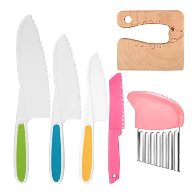 6 Pcs Kids Kitchen Knife Set, Kids Kitchen Safety Knives, Reusable Plastic Children's Cooking Kn