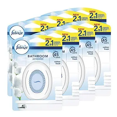 Febreze Bathroom Air Freshener, Odour Eliminator, Cotton Fresh, Pack of