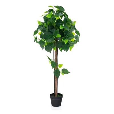 Artificial Hydrangea Tree Fake Potted Silk Tree w/ Real Wood Trunk