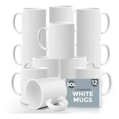 White Mugs Set of 100% Lead and Cadmium Free Stoneware Mug Set 11oz