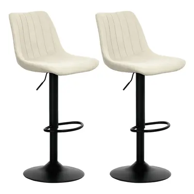 HOMCOM Bar Stools Set of Adjustable Swivel Bar Chairs with Backrest Beige