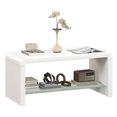 HOMCOM High Gloss Storage Coffee Table, Centre Table for Living Room, White