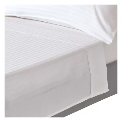 (Double, White) Egyptian Cotton Flat Sheet Single Thread Count Satin Stripe