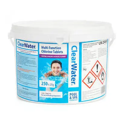 Clearwater CH0041 kg Multifunction Chlorine Tablets for Pools and Hot Tubs, White, x g