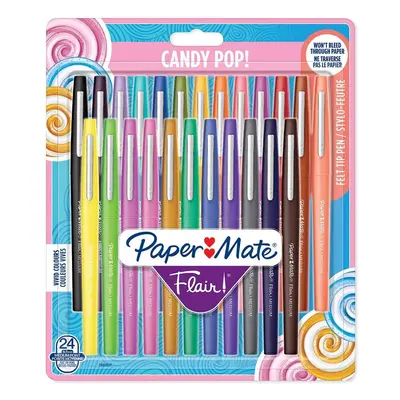 Paper Mate Flair Felt Tip Pens | Medium Point (0.7mm) | Assorted Candy POP Colours | Count