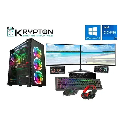 Gaming PC Dual 22" Monitor Setup i7 240 SSD 1TB 16GB Ram GTX