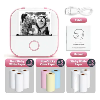 (PK-9 Rolls Set) Mini Sticker Printer Phomemo T02 Thermal Portable Inkless Pocket Phone Printer 