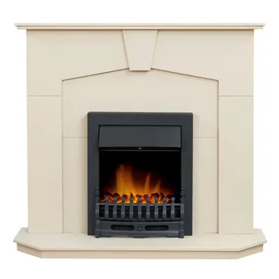 Adam Abbey Fireplace in Stone Effect with Blenheim Electric Fire in Black, Inch