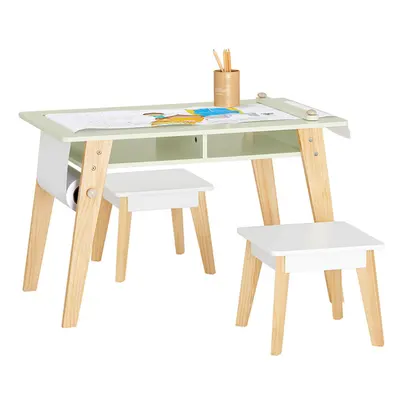 SoBuy KMB92-GR,Children Table and Stools Set, Art Table with Storage