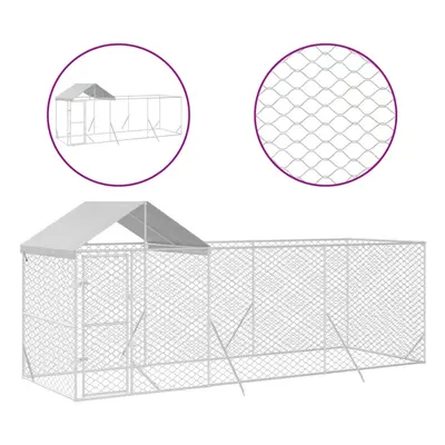 (6 x x 2.5 m) vidaXL Outdoor Dog Kennel Dog House Crate with Roof Silver Galvanised Steel