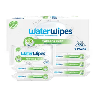 Hydrating Clean Baby Wipes, Wipes (6 Packs), with 99% Water & Aloe Vera Extract, Wet Wipes for F