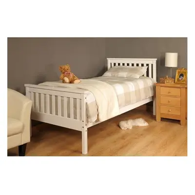 (3ft Single, White) Talsi Wooden Bed Frame with Kerri Mattress