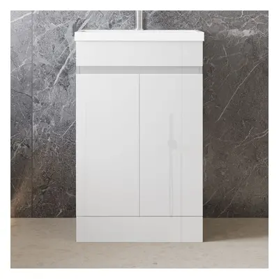 (High Gloss White) Bathroom Vanity Units with Resin Basin High Gloss