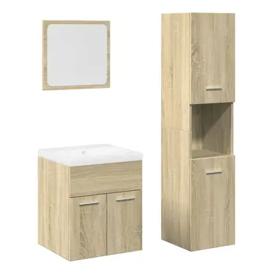 (sonoma oak, x 38.5 x cm) vidaXL Bathroom Furniture Set Sink Cabinet Engineered Wood