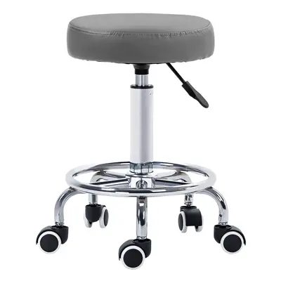 Vinsetto Round PU leather Salon Beautician Stool Adjustable Height, Grey