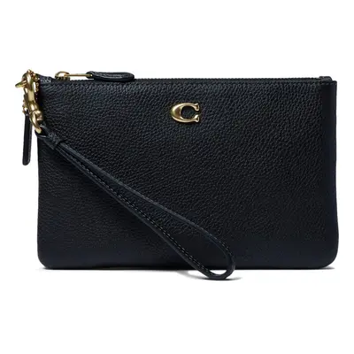 Coach Polished Pebble Small Wristlet Black One Size