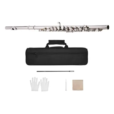 Western Concert Flute Nickel Plated Holes C Key Cupronickel Woodwind Instrument