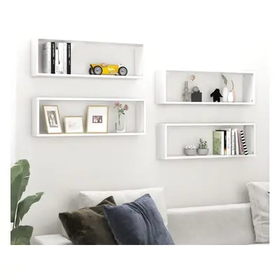 vidaXL 4x Wall Cube Shelves White Chipboard Storage Hanging Floating Shelf