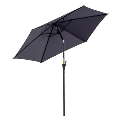 Outsunny 2.6M Patio Umbrella Parasol Sun Shade Garden Aluminium Grey