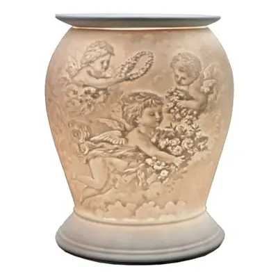 Porcelain Electric Melt Burner, Cherub Pattern - Cello Barrel Wax Melt Burners Safe For Use Arou