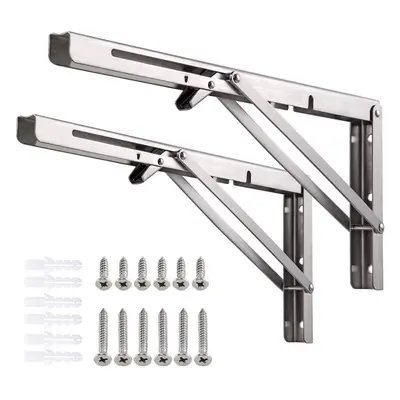 Folding Shelf Brackets Inch, Heavy Duty Stainless Steel Collapsible DIY Wall Mounted Shelf Brack