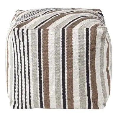 (40 x x cm) Grey Black and White Stripe Bean Filled Pouffe and Footstool