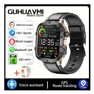 (2024 NEW Watch, Grey-Leather) Outdoor Smart Watch Adult 2.01 HD Screen Bluetooth Call Smart Wat