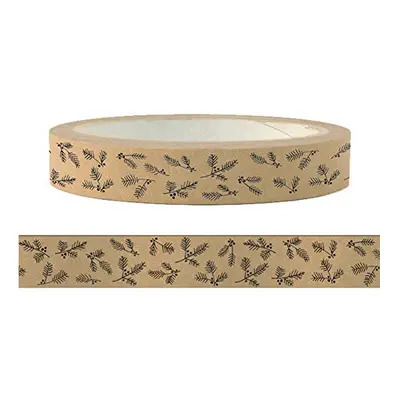 East of India Sticky TAPE Brown with Fir and Berry Xmas Craft x 50m