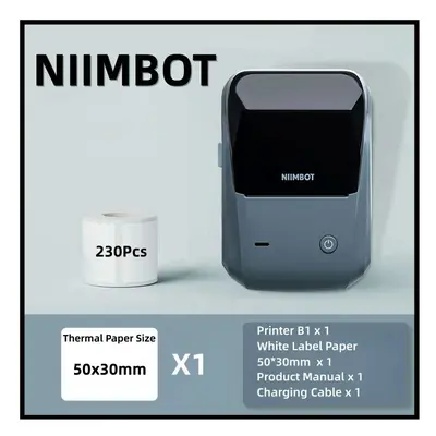 (Bk Gift 1Roll) Niimbot B1 Label Printer Portable Handheld Thermal Printer Mini Barcode QR Code 