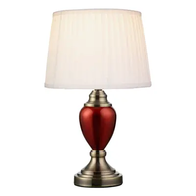 Malham Small Touch Control Red Table Lamp with Pleated Shade