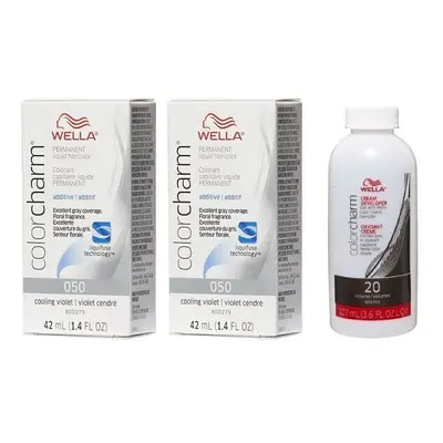 (O50 (2x), Dev (Vol.20) 3.6oz) Wella Color Charm T35 Beige Blonde Permanent Liquid Hair Toner