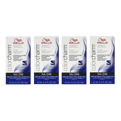 (5A - pack of 4) Wella 9A Pale Ash Blonde Color Charm Permanent Liquid Haircolor & Developer (Vo