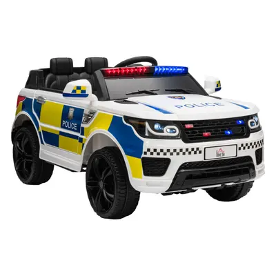 HOMCOM 12V Kid Electric Ride On Police Car w/ Remote Siren Bluetooth Years