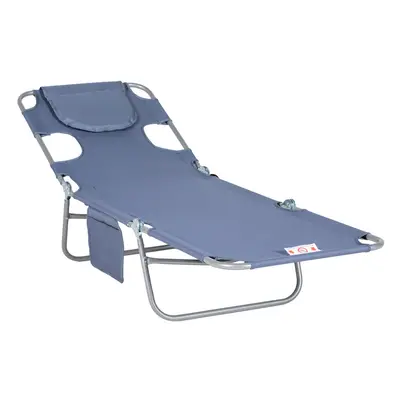 Outsunny Chaise Lounge Portable Adjustable Backrest with Face Cavity Grey