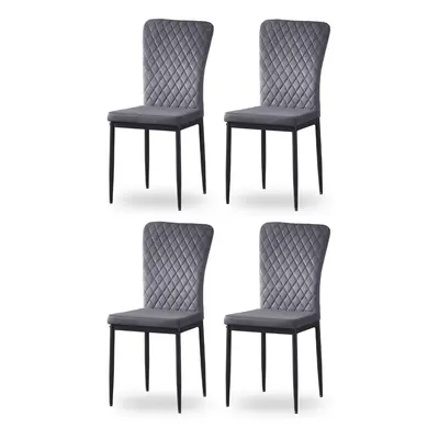 (Grey, 4) Light Luxury Dinning Chair Office Backrest Bedroom