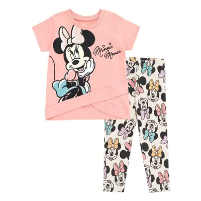 Disney Minnie Mouse Little Girls Crossover T-Shirt and Leggings Outfit