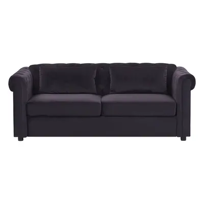 Sofa Bed CHESTERFIELD Black Velvet