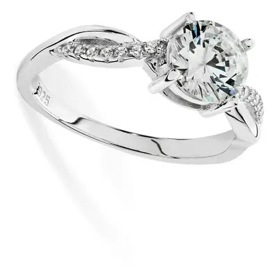 (M) Silver Solitaire Engagement Ring Sterling Silver Hallmark Rhodium Size J-R